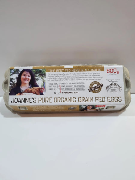 JOANNE'S PURE ORGANIC GRAIN FED EGGS 800GMS