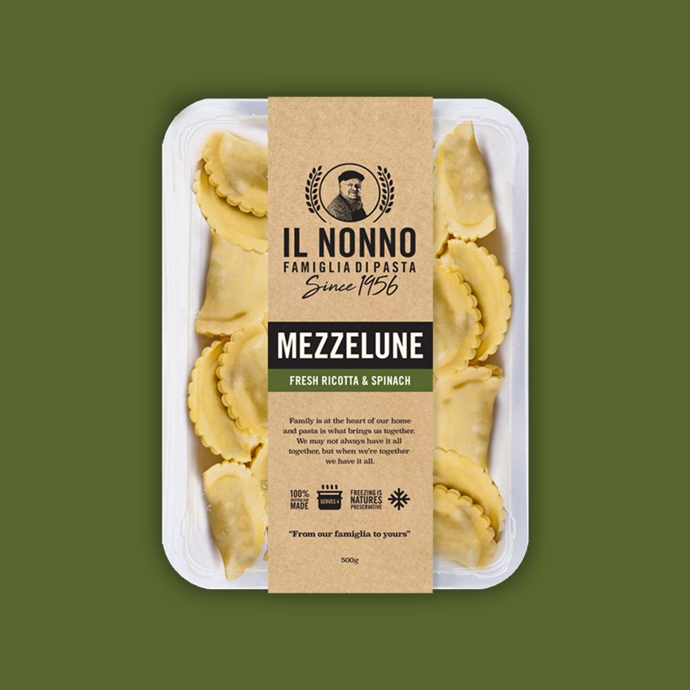 IL NONNO - FRESH RICOTTA & SPINACH MEZZELUNE 500G