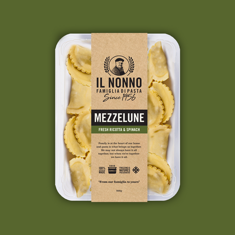 IL NONNO - FRESH RICOTTA & SPINACH MEZZELUNE 500G