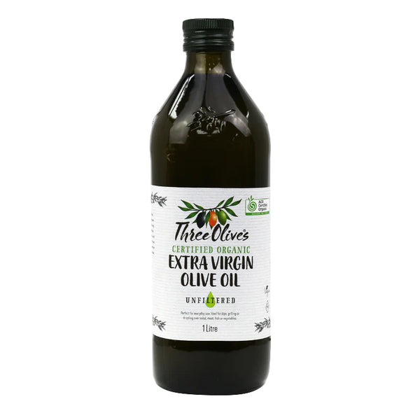 THREE OLIVES ORGANIC EXTRA VIRGIN UNFILTERED OIL 1L